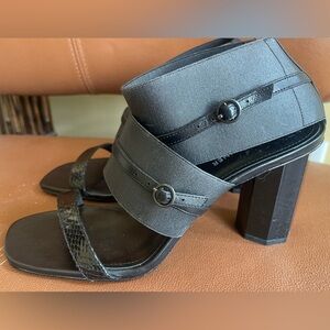 DONALD J. PLINER shoes sandals 9.5 black leather elastic heels designer ankle